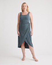 Quince Women Tencel Jersey Side Tie Midi Dress Dark Olive M