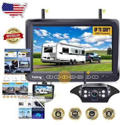 HD 1080P RV Backup Camera Wireless Plug & Play 7'' Monitor Expandable 4 Channels