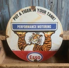 Vintage ESSO Tiger In Your Tank Porcelain Metal Gas Pump Plate Sign