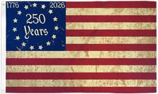 250 Years America Tea Stained 3x5ft Poly USA Patriotic July 4th Anniversary Flag
