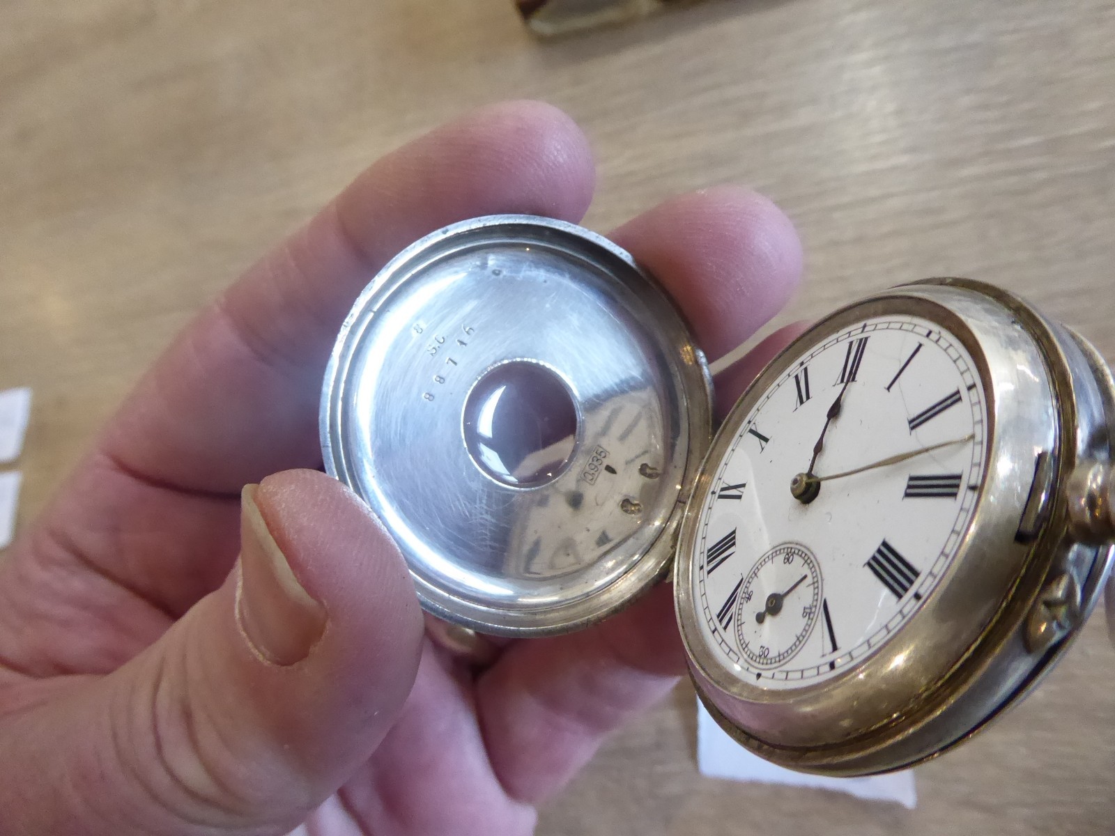 SUPERB HALF HUNTER  ANTIQUE SOLID SILVER  GENTS P… - image 4