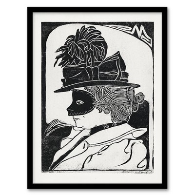 Samuel J De Mesquita Framed Wall Art Print Pierrette Woman With Mask Home Décor
