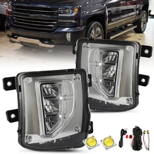 Fit For 2016-2018 Chevy Silverado 1500 LED Fog Lights Bumper Lamp w/Switch/Wire