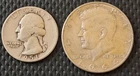 1964 Kennedy Half Dollar & 1951 George Washington Quarter.