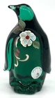 Vintage Fenton Hand Painted Green Glass Penguin Floral Pattern 95th Anniversary