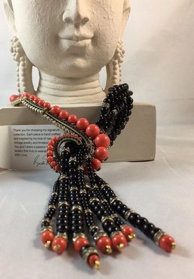 HEIDI DAUS  Dazzling Drama'' Beaded Crystal Art Deco Tassel Necklace