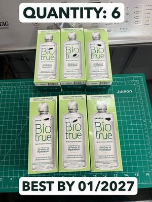 6-pack BB 1/27 Bausch + Lomb Biotrue cONTACT LENS Multi-Purpose Solution 10 OZ