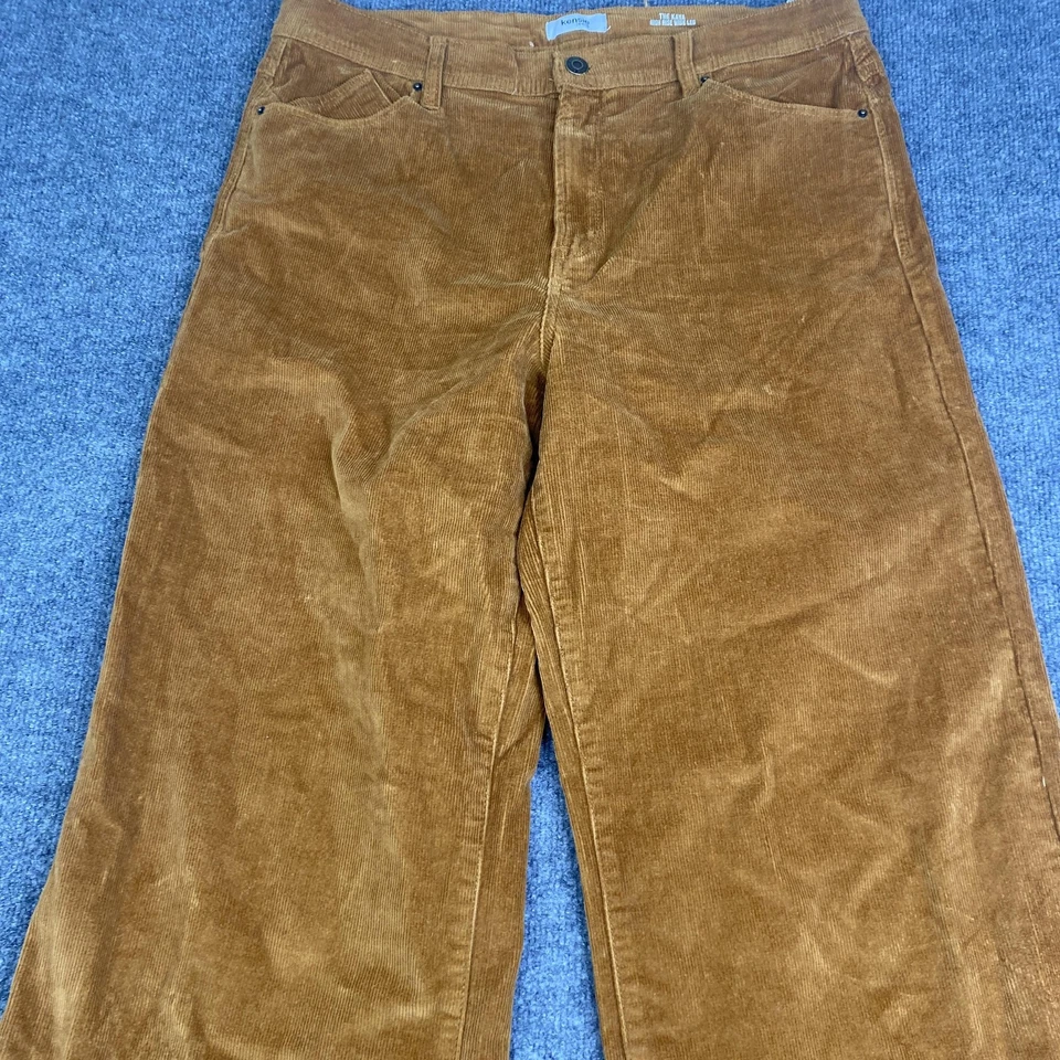 Kensie 牛仔裤女式 14/32 棕色灯芯绒 The Kaya 高腰阔腿裤 — 第 2/4 张图片