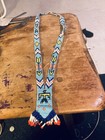 Vintage Native American Beaded Thunderbird Necklace Loom Work w/ Fringe — photo 2