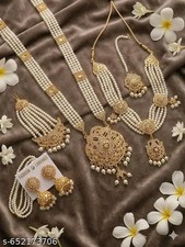 PAKISTANI INDIAN BOLLYWOOD GOLD PLATED JEWELRY NECKLACE SETS FULL JEWELLERY SETS