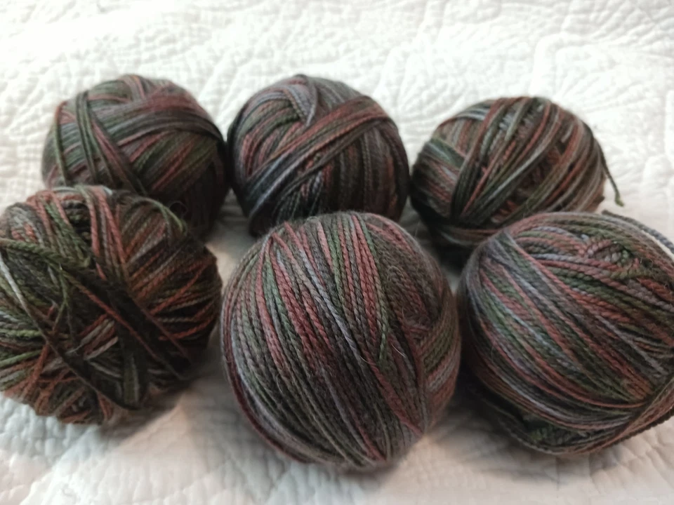 Happy Feet Yarn Plymouth Yarn Co Merino Wool Green Mauve Gray 6 Sks Fingering 50 - Image 3 of 4