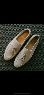 NWB SS26 $1350 Cucinelli Unlined Sand Suede Tassel Loafers 10 UK / 11 US / 44 IT