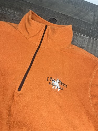 Ouray Sportswear Fleece Jacket Men's Medium Zip Orange E Bar L Ranch Montana - Picture 2 of 7