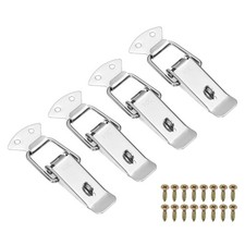 4 Pcs 1" 304 Stainless Steel Spring Loaded Toggle Latch W Lock and Screw, Silver