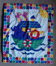 New Handmade Baby or Toddler Quilt Blanket Noah's Ark 41x35 Giraffes Lion Elepha