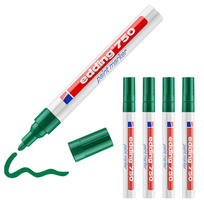 5 x edding 750 Lackmarker grün Lack Marker Permanent Stift 2-4mm Rundspitze NEU