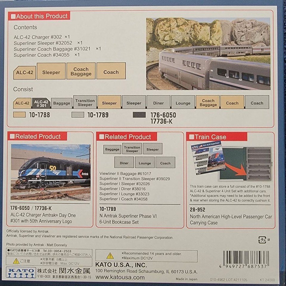 10-1788-S ALC-42 Charger Amtrak Superliner Train Pack - DCC-Sound main image 0