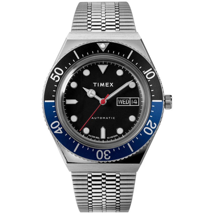 Timex M79 Automatic 40mm Silver Blue Black Watch Brand New