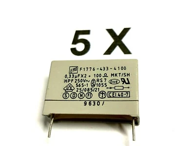 330nF +100Ω, RC-Glied, 0,33uF,250V~, X2, MKT, Roederstein, F17764334100, 5 Stück - Bild 1 von 3