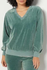 Peace Love World Garment Dyed Velvet Pullover Jade