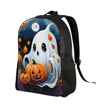 Halloween Ghost Pumpkin Print Backpack, Large Capacity  display picture 1