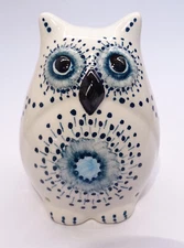 Babbacombe BLP Pottery ENGLAND * Fun Deco Blue Squat Owl Pie Bird Vent/Funnel