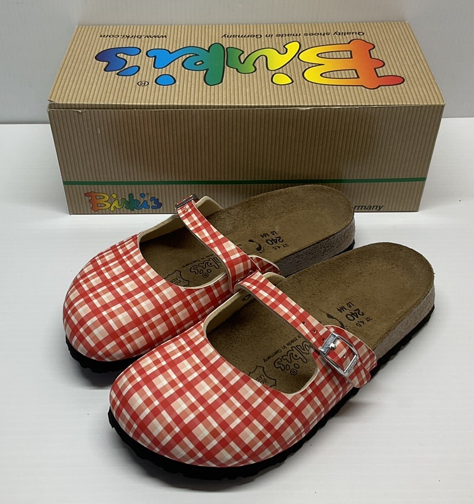 Birkis By Birkenstock Maria Red White Plaid￼ Slip On Shoes
