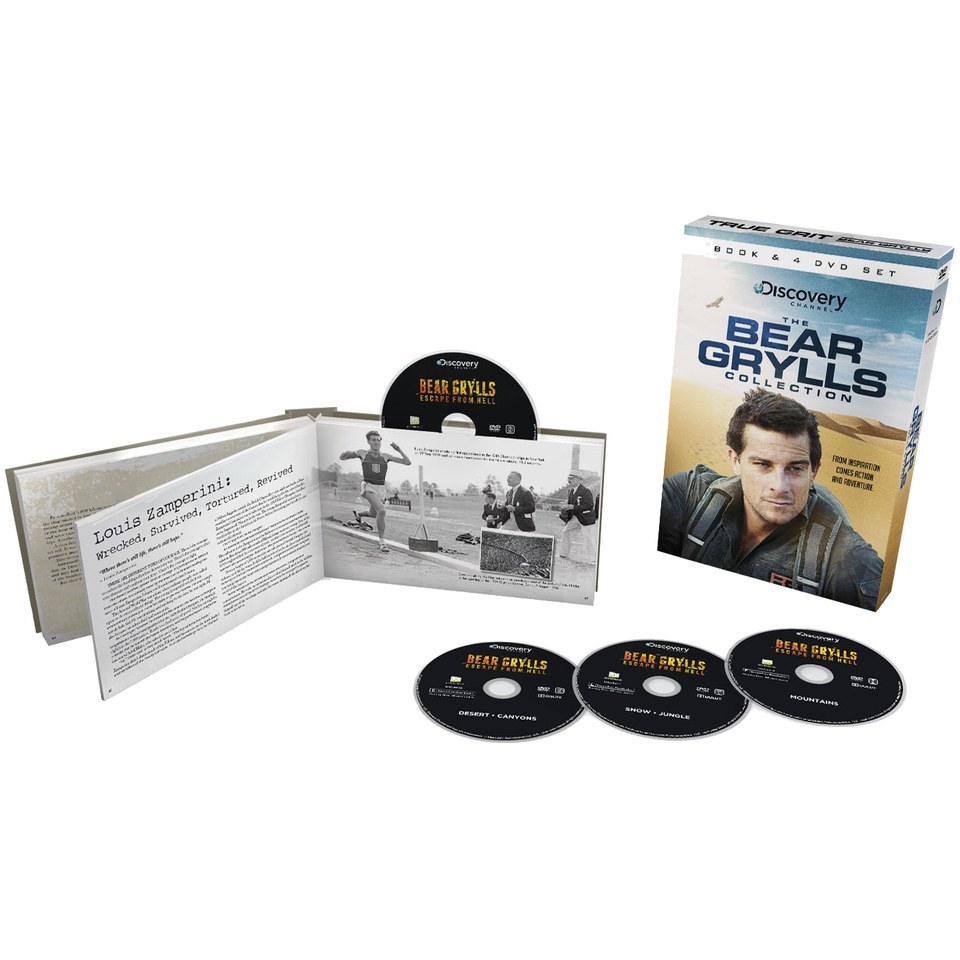 THE BEAR GRYLLS COLLECTION BOOK & 4 DVD SET, ESCAPE FROM HELL & TRUE