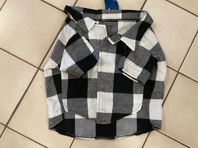 Old Navy Dog Flannel Shirt Black & White Print Plaid Pets  Size M or L NWT - Image 1 of 3