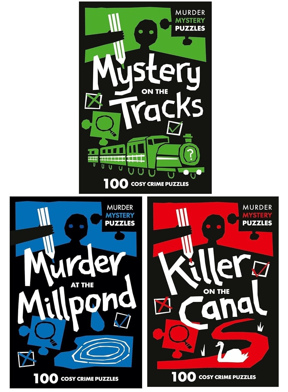 Dan Moore & Clarity Media & Collins Puzzles Unisex Red Murder Mystery Puzzles Series 300 Cosy Crime Puzzles 3 Books Collection Set Mystery On The Tracks - Image 4
