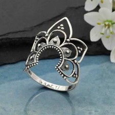 Sterling Silver Openwork Mandala Ring Size 7-9
