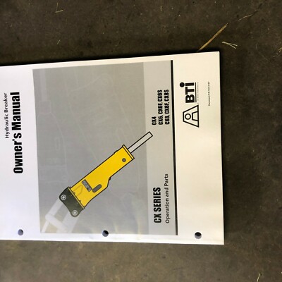 BTI BREAKER HAMMER SERVICE MANUAL OWNERS