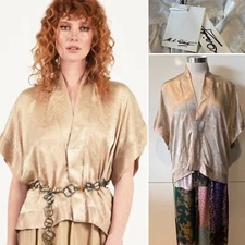 M.A.DAINTY NWOT Silk/Viscose Floral Jacquard Satin Pond Top Blouse 10Aust-UK/6US