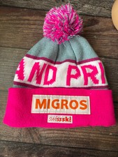 Swissski ski knit pom pom hat beanie winter green white migros grand prix