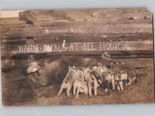 c1910 Warm Meals At All Hours Momma Pig & Babies Mancelona Michigan MI RPPC