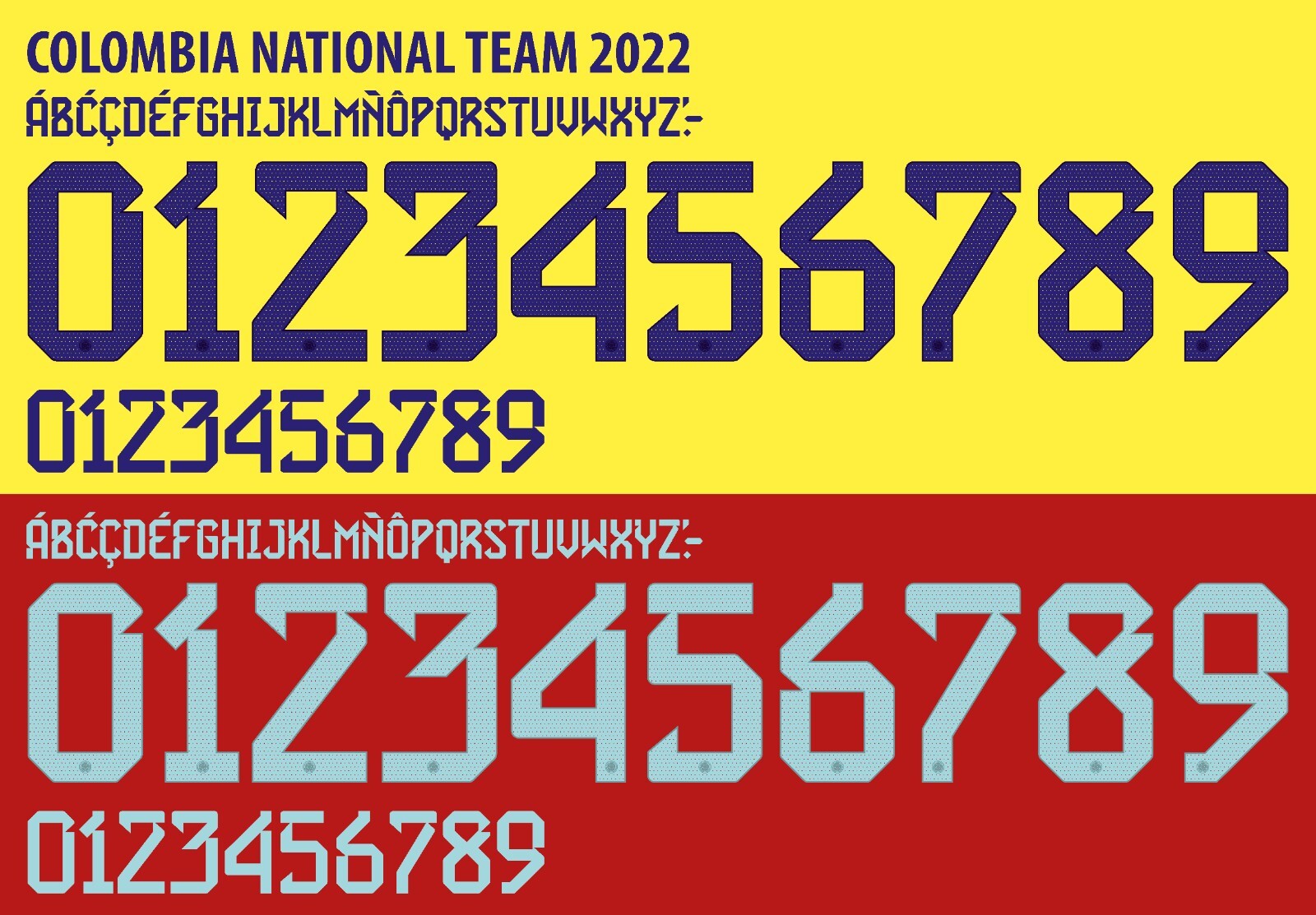 Juego de nombre y número para fútbol de la selección nacional local/fuera de Colombia 2022