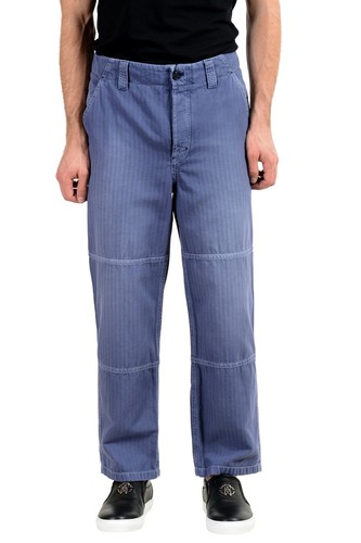 Burberry Men's Linen Blue Casual Pants 