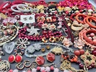 Lot RED ORANGE Vintage Costume Jewelry Signed TRIFARI CORO + Rhinestone Coral ++