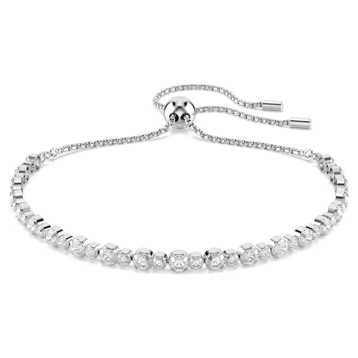 Swarovski Matrix Tennis Bracelet Mixed Round Cuts, White, Rhodium