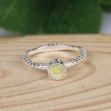 925 Sterling Silver Ethiopian Opal Multi-Color Rings Opal Stackable Ring