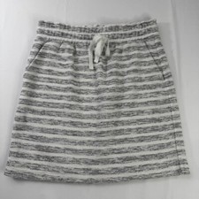 LOFT Outlet Knit Skirt Striped Drawstring Waist Casual Comfy Gray White M