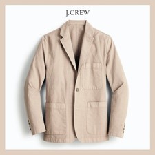 NWT - J. CREW Men's Garment-Dyed Cotton-Linen Chino Suit Jacket Khaki Sz 40 178