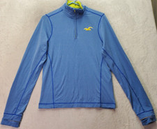 Hollister Activewear Jacket Mens Medium Blue Sports Long Sleeve Logo Quarter Zip