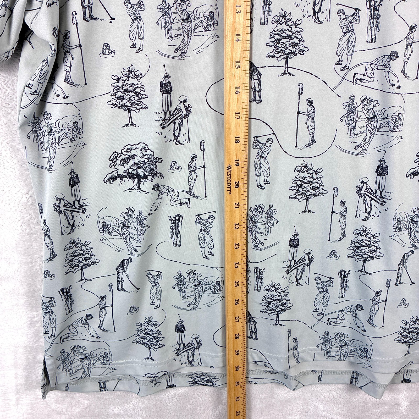 William Murray Polo Shirt Men XL Gray Golf Toile AOP Performance Preppy RARE image 7