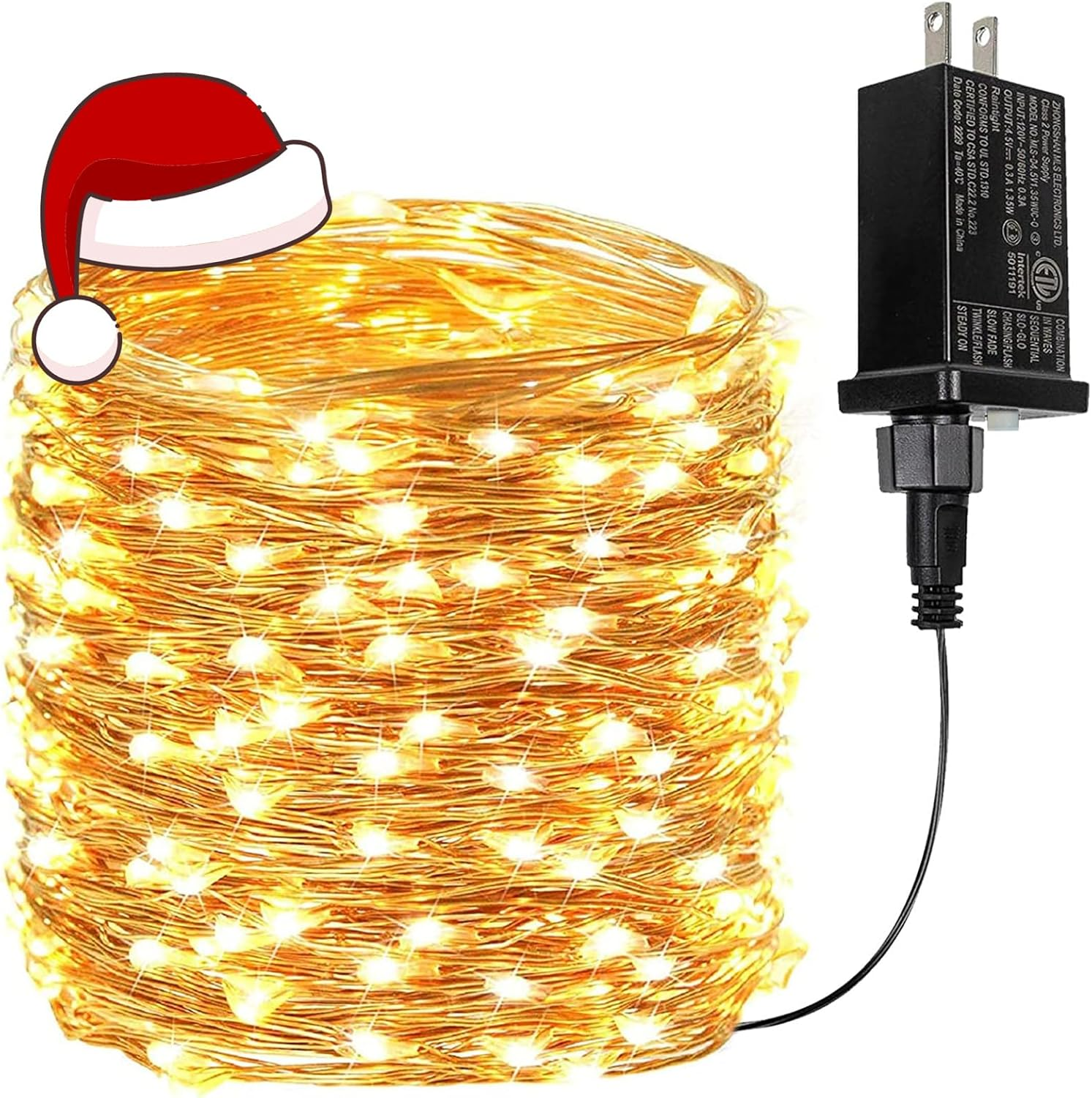 66Ft 200 LED Fairy Lights Plug In, Waterproof String Lights Outdoor & Indoor 8 M
