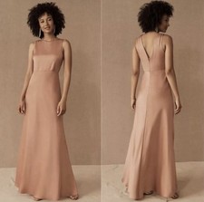 NWT Sachin Babi BHLDN Beckett Satin Maxi Dress Nude Bridesmaid Sz 4 Anthropology