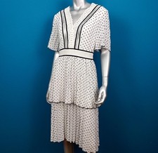 Nasty Gal Black and White Polka Dot Pleated Ruffle Midi Dress Crochet And Velvet