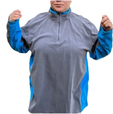 NORDYTRACK  Loose Half-Zip Pullover Spell Out Logo GRAY/BLUE Men's Large 2XL