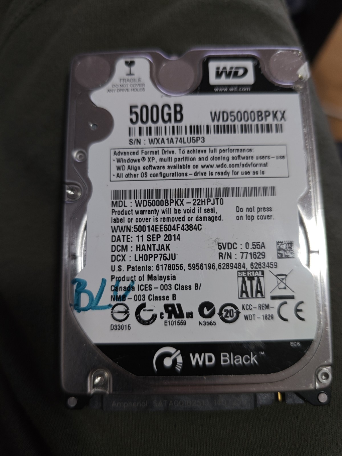 Western Digital WD Black WD5000BPKX 500GB 2,5" HDD SATA 7200RPM 16MB
