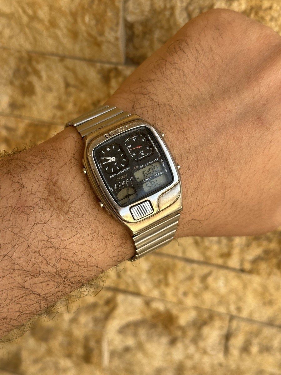 Vintage Citizen Ana-Digi Temp 8982-088549 Watch 35mm Chronograph